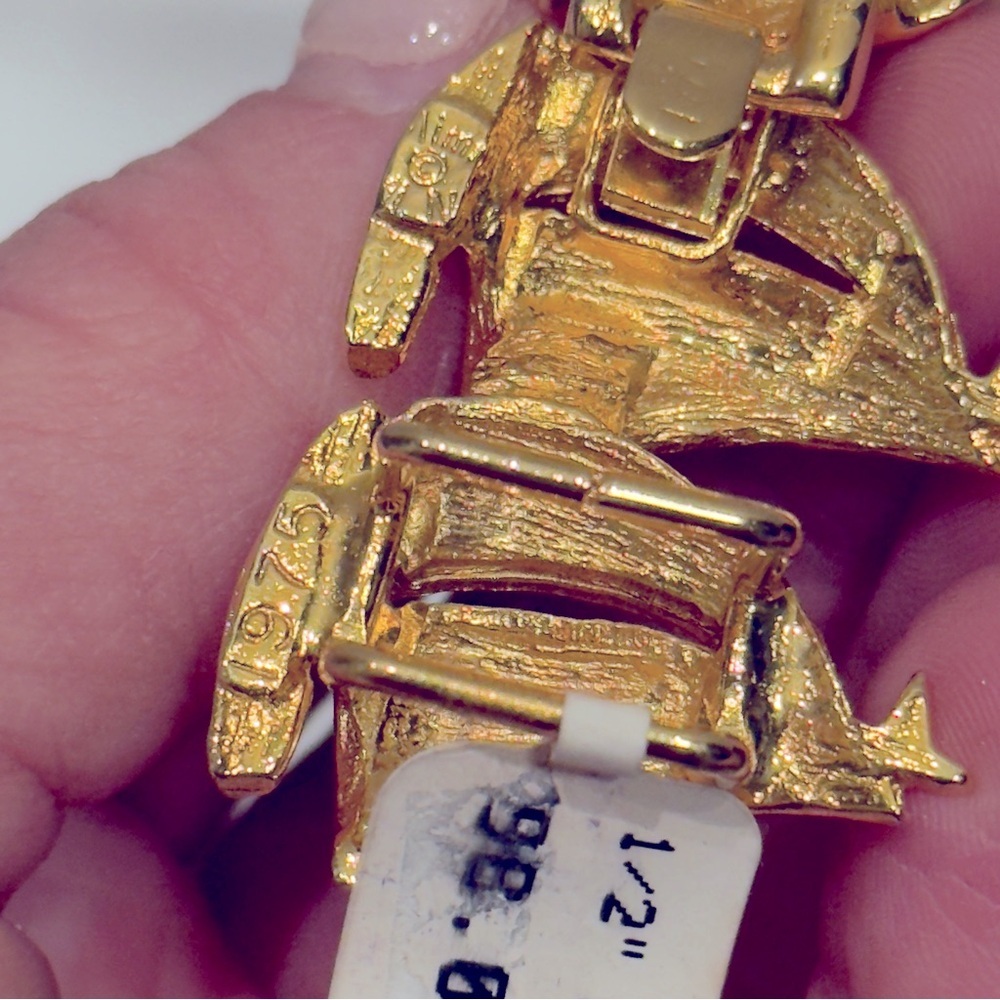NWT- Gold Sailboat 1975 Belt 1/2” Buckle Scarf Vintage - Picture 6 of 8